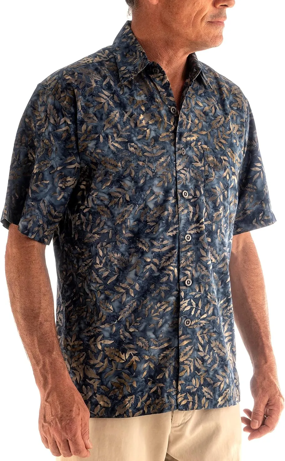 Floating Leaves Tropical Cotton Batik Shirt