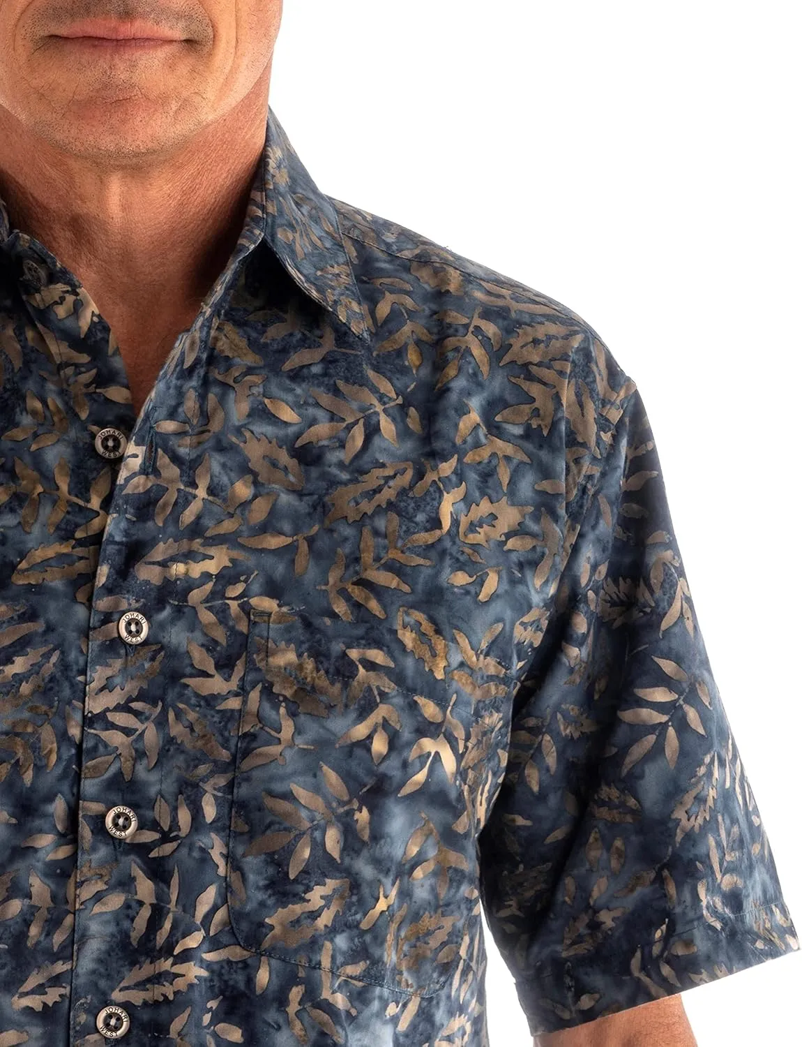 Floating Leaves Tropical Cotton Batik Shirt