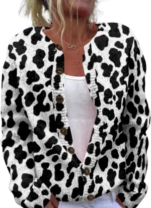 Floral Sweaters for Women Open Front Cardigan Chunky Long Sleeve Plus Size Button Up Fall Trendy Tunic Blouse