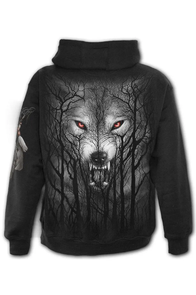 Forest Wolf - Full Zip Hoody Black