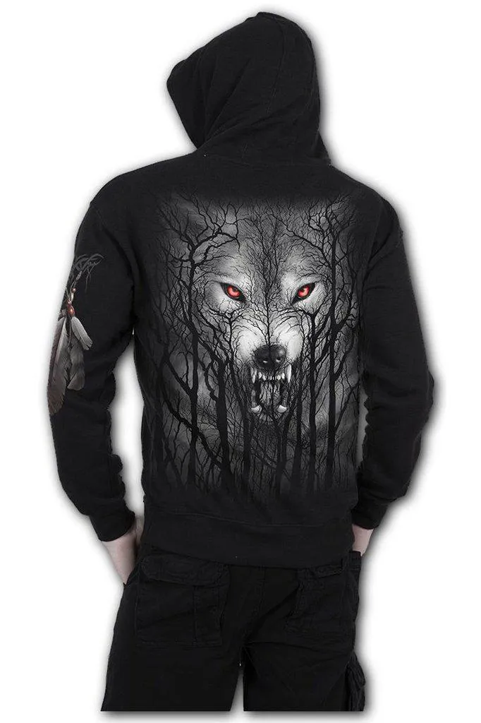 Forest Wolf - Full Zip Hoody Black