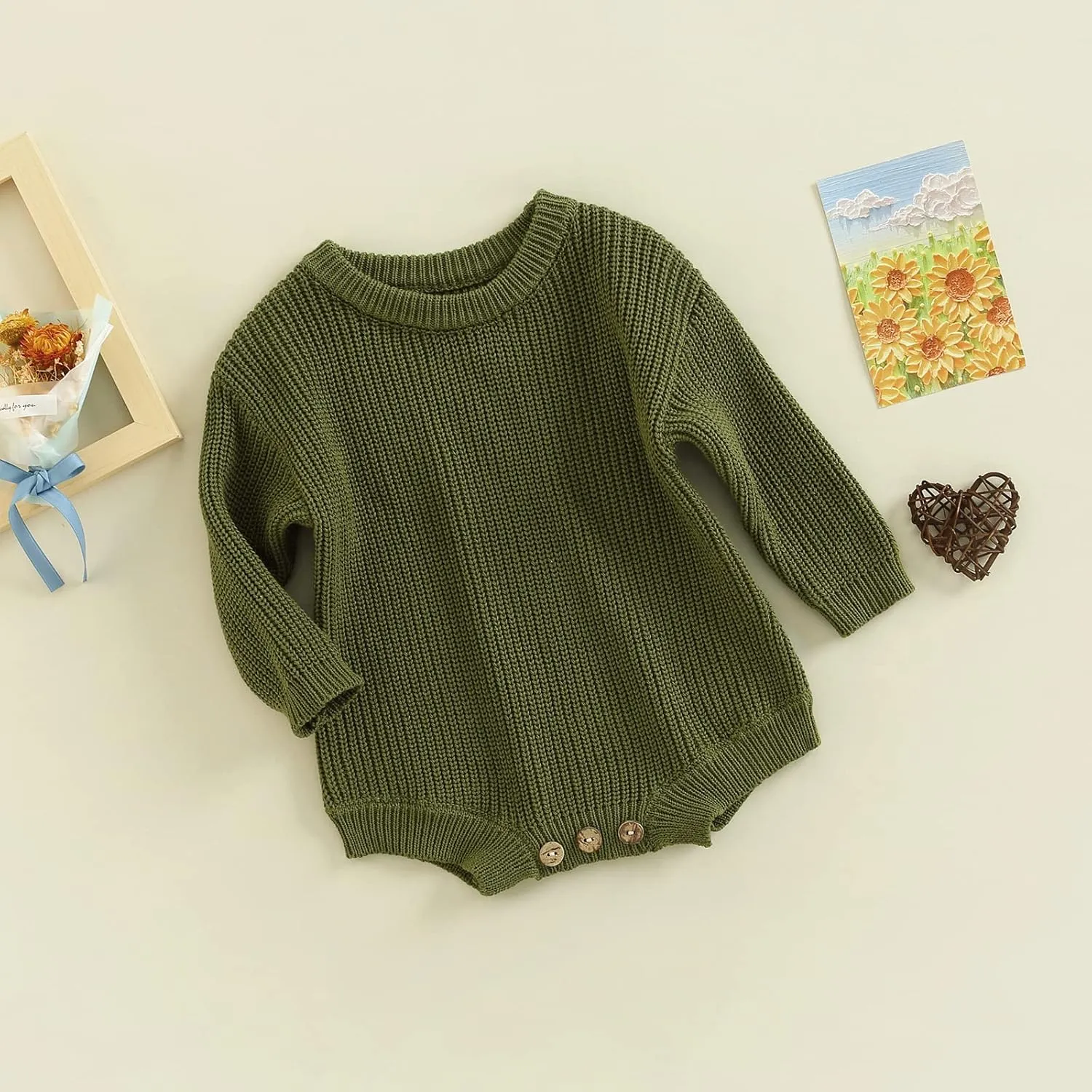 FYBITBO Baby Girl Boy Sweater Knit Oversized Pullover Sweatshirt Romper Onesie Warm Fall Winter Clothes Outfit Newborn