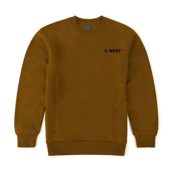 G West Mens Logo Fleece Crewneck With Invisible Zippers : Gwcrwl7006 - 5 Colors