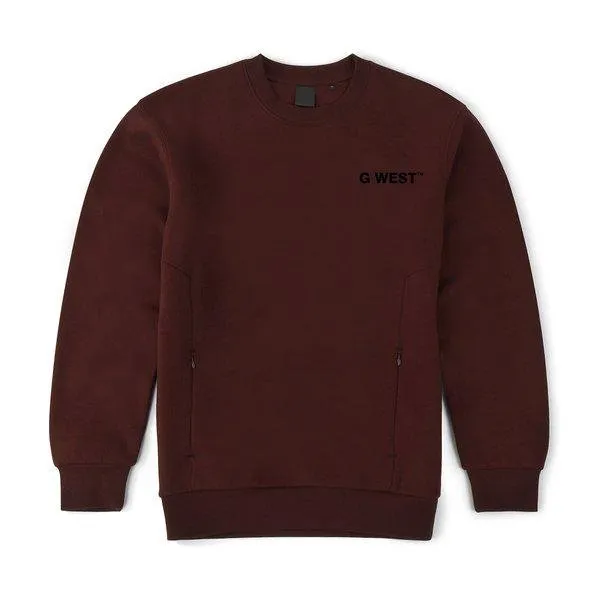G West Mens Logo Fleece Crewneck With Invisible Zippers : Gwcrwl7006 - 5 Colors