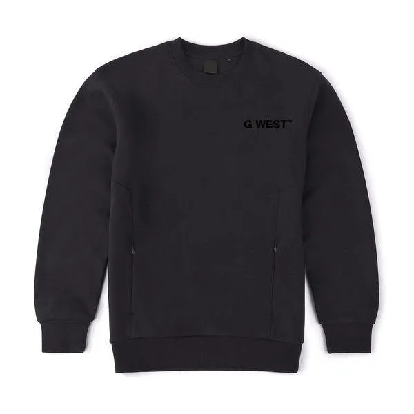 G West Mens Logo Fleece Crewneck With Invisible Zippers : Gwcrwl7006 - 5 Colors