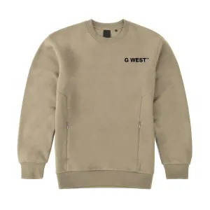 G West Mens Logo Fleece Crewneck With Invisible Zippers : Gwcrwl7006 - 5 Colors