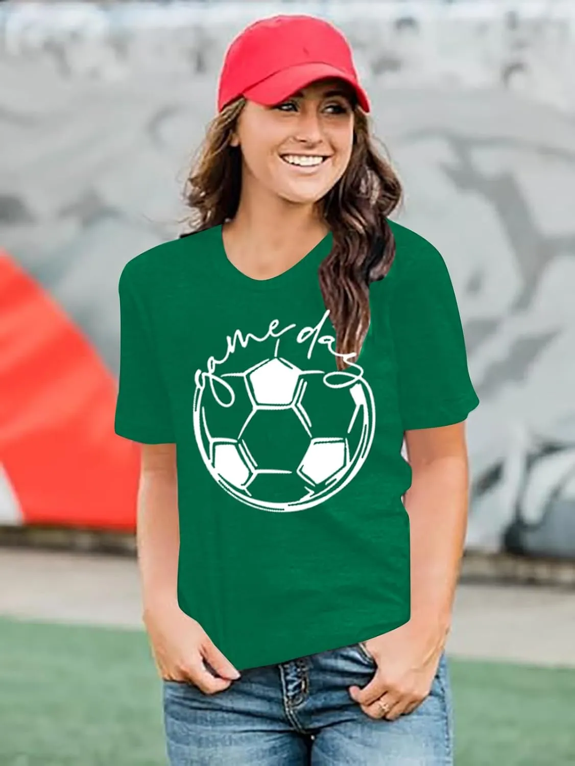 Game Day T Shirt Women Soccer Season Shirts Soccer Mom Graphic Short Sleeve Shirt Game Day Vibes Tee Tops