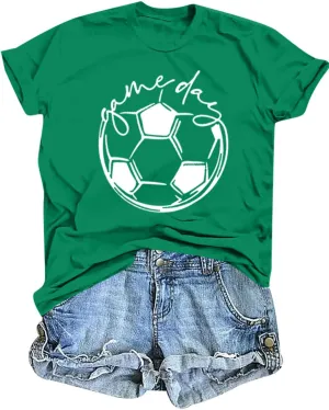 Game Day T Shirt Women Soccer Season Shirts Soccer Mom Graphic Short Sleeve Shirt Game Day Vibes Tee Tops