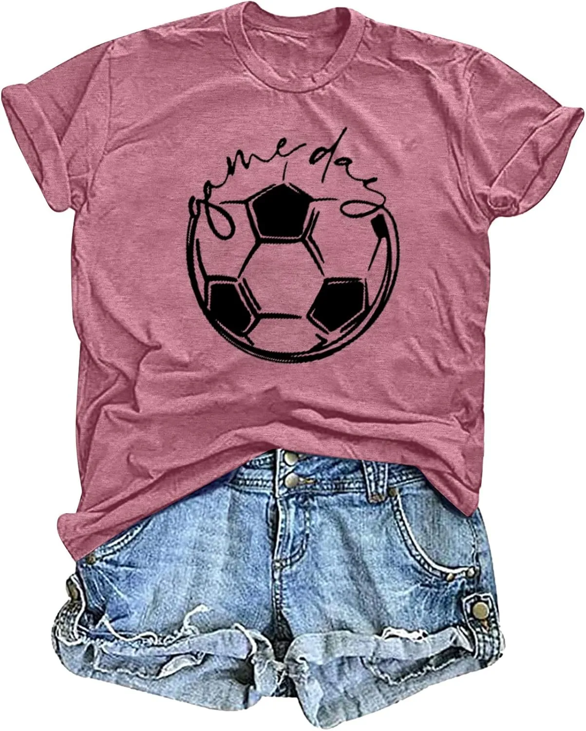 Game Day T Shirt Women Soccer Season Shirts Soccer Mom Graphic Short Sleeve Shirt Game Day Vibes Tee Tops