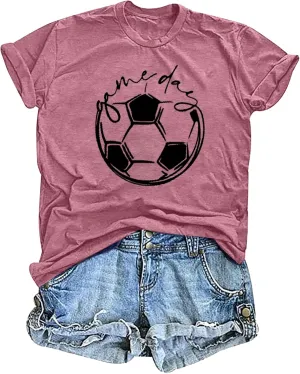 Game Day T Shirt Women Soccer Season Shirts Soccer Mom Graphic Short Sleeve Shirt Game Day Vibes Tee Tops