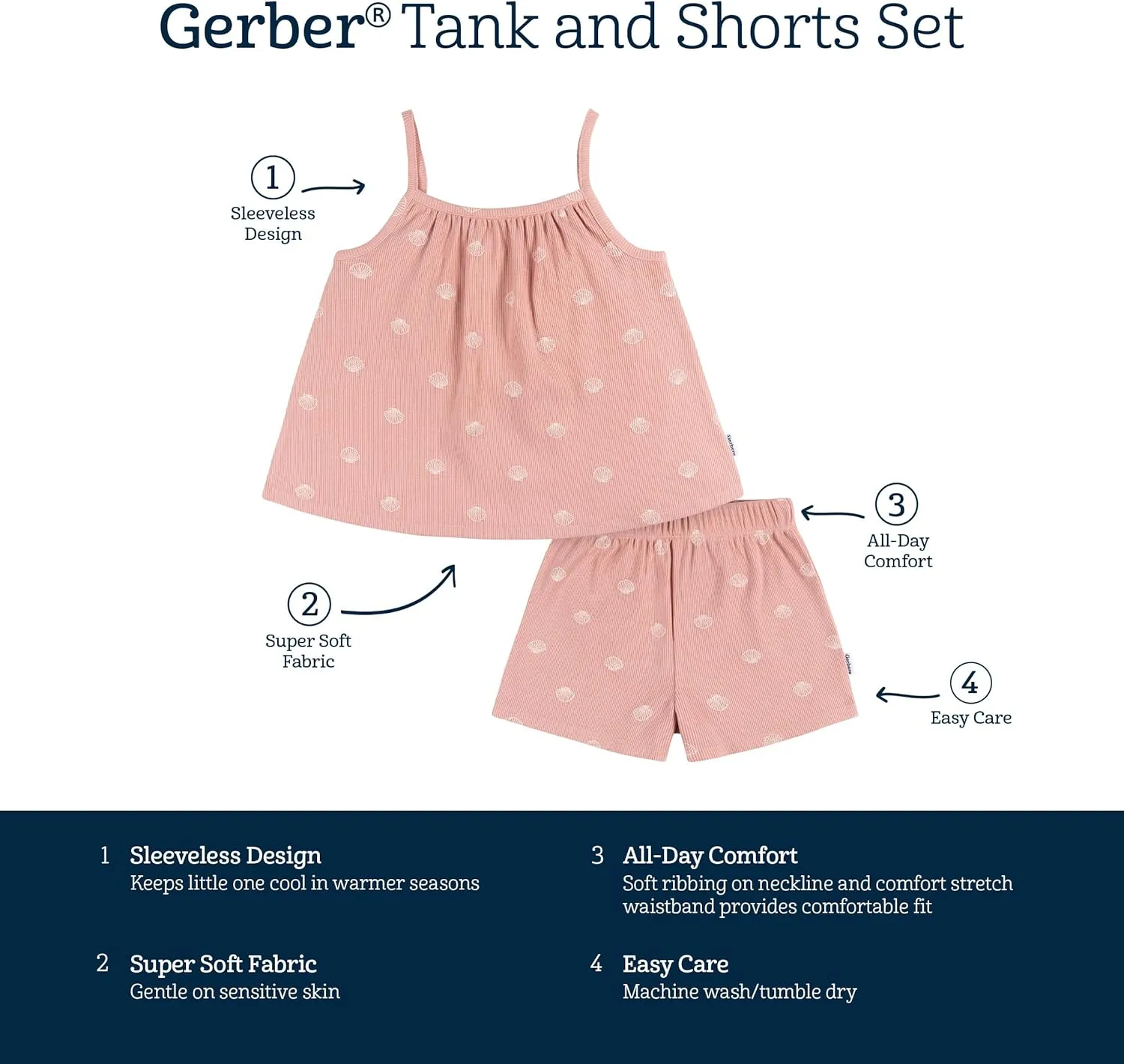 Gerber baby-girls Toddler Sleeveless Tank Top and Shorts Set2-Piece Tank and Short Set