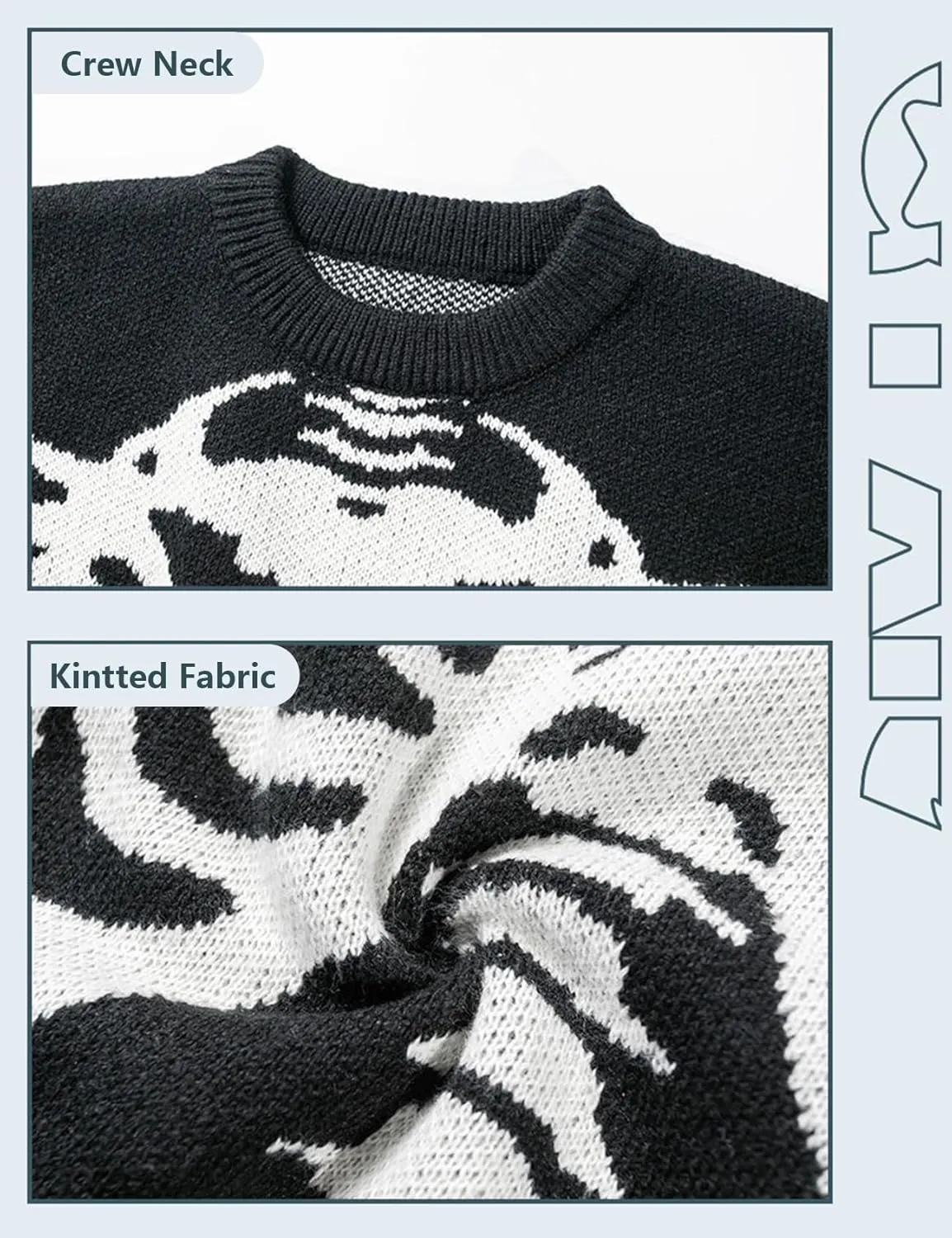 Gihuo Women Dinosaur Oversized Sweater Graphic Crewneck Knitted Pullover Casual Loose Fit Jumper Tops