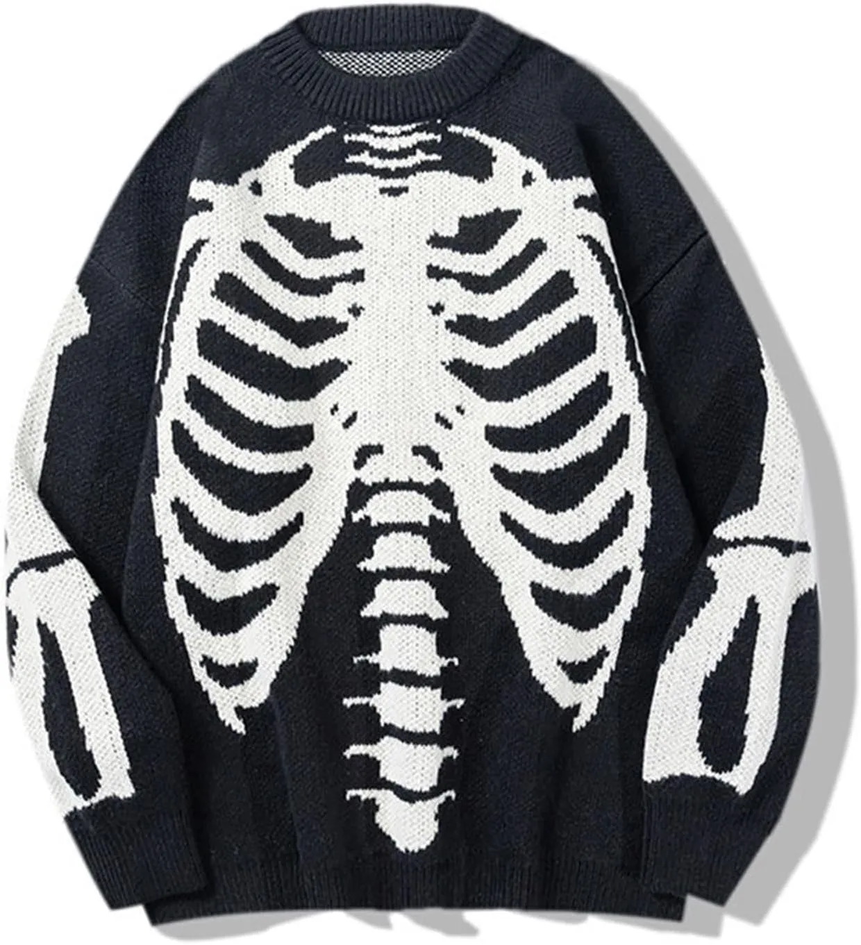 Gihuo Women Dinosaur Oversized Sweater Graphic Crewneck Knitted Pullover Casual Loose Fit Jumper Tops