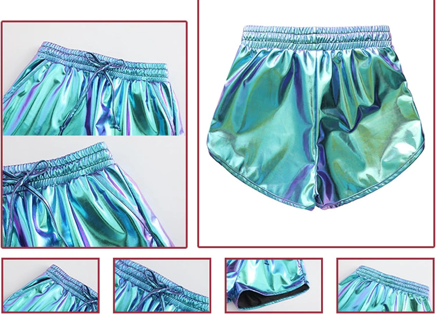 Girls' Metallic Shorts Shiny Hotpants Colourful Sparkly Dance Shorts for 4-13 Years