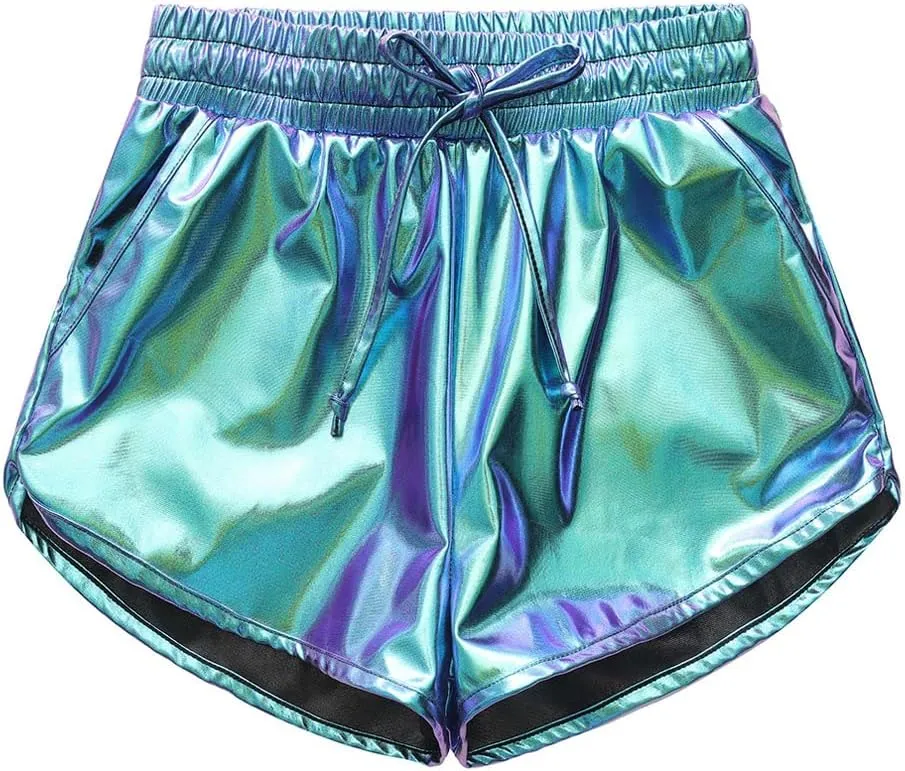 Girls' Metallic Shorts Shiny Hotpants Colourful Sparkly Dance Shorts for 4-13 Years