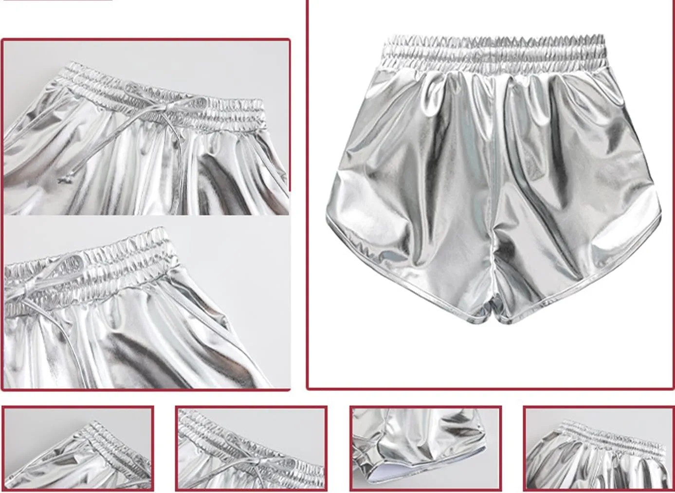 Girls' Metallic Shorts Shiny Hotpants Colourful Sparkly Dance Shorts for 4-13 Years