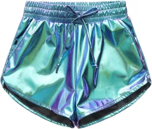 Girls' Metallic Shorts Shiny Hotpants Colourful Sparkly Dance Shorts for 4-13 Years
