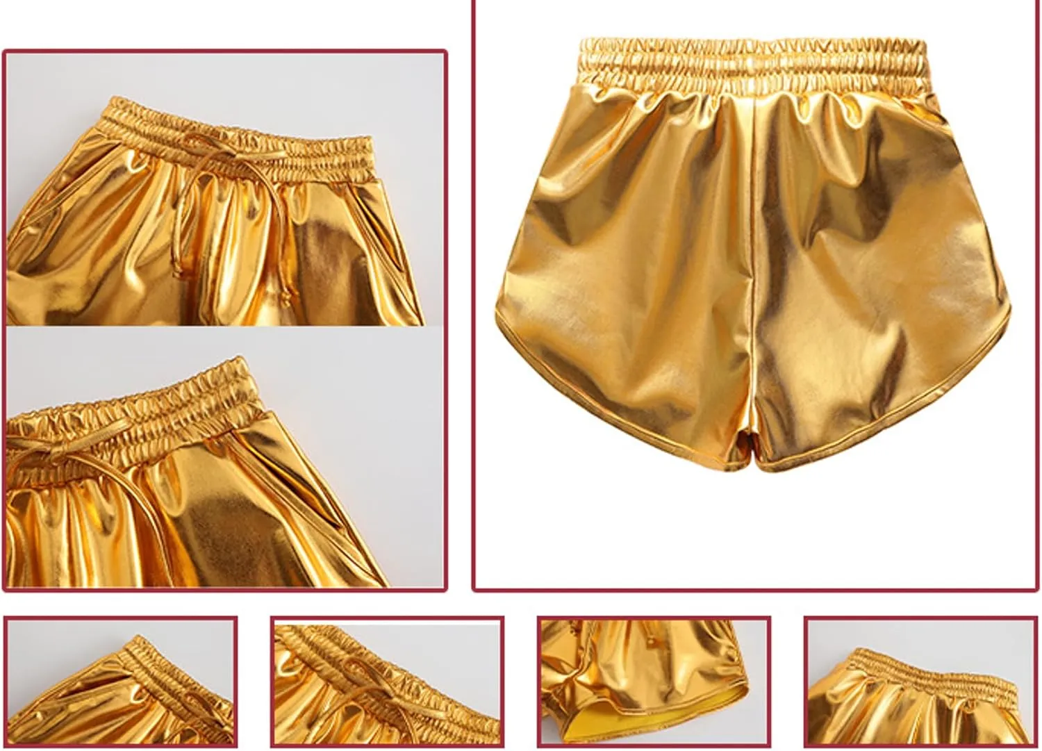 Girls' Metallic Shorts Shiny Hotpants Colourful Sparkly Dance Shorts for 4-13 Years