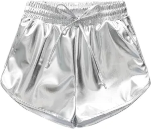 Girls' Metallic Shorts Shiny Hotpants Colourful Sparkly Dance Shorts for 4-13 Years