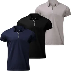 Golf Polos Shirts for Men Quick-Dry Athletic Mens Polo T-Shirts Short Sleeve Summer Casual Moisture Wicking Tops 3PC