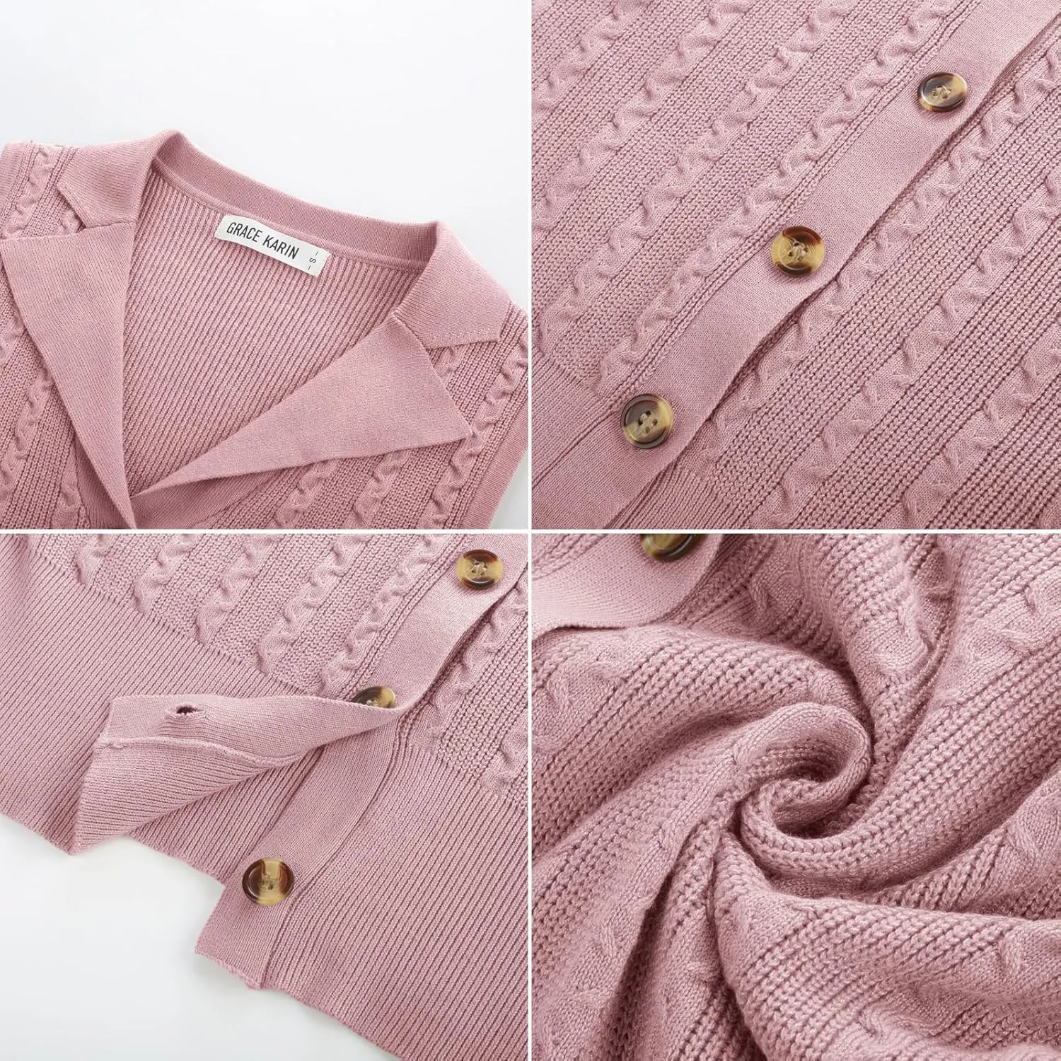 GRACE KARIN Sweater Vest Women Summer Sleeveless Knit Cardigans V Neck Collared Lightweight Button Down Sweaters Tops