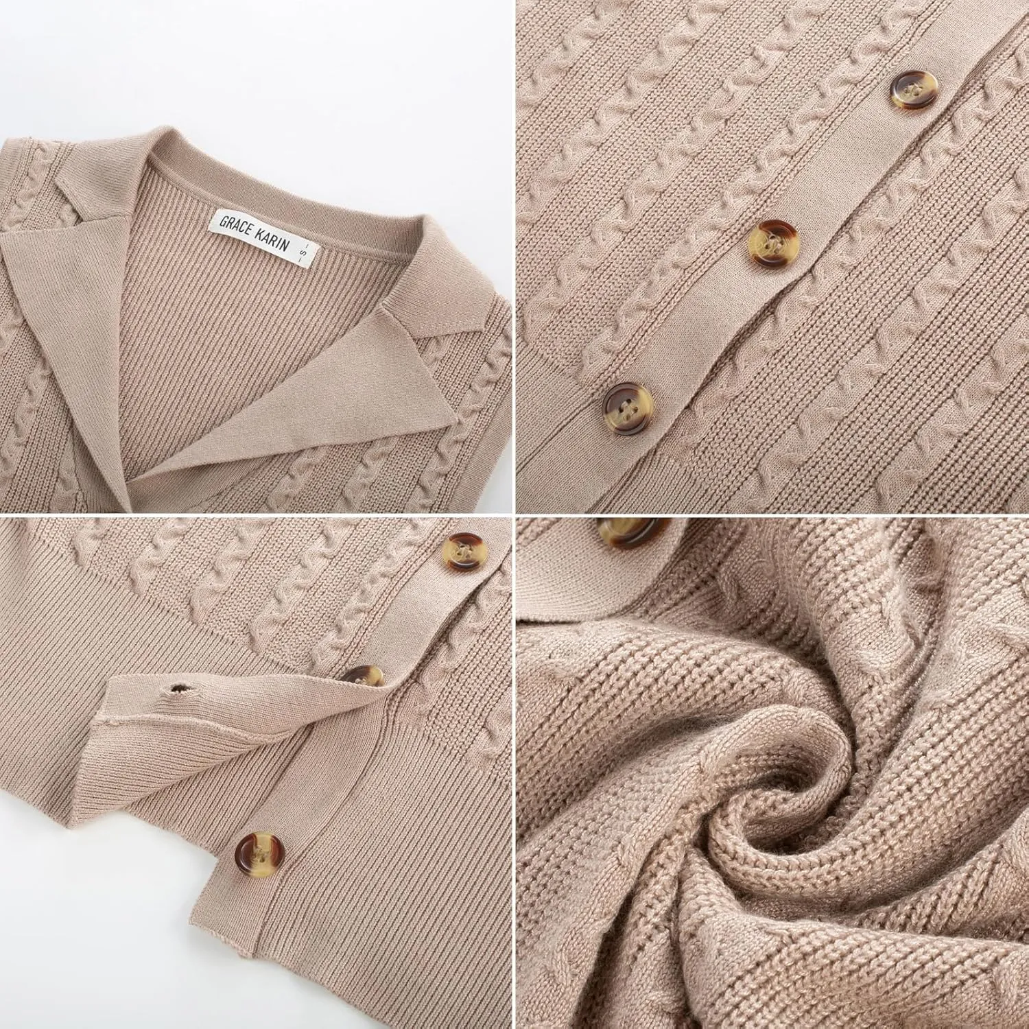 GRACE KARIN Sweater Vest Women Summer Sleeveless Knit Cardigans V Neck Collared Lightweight Button Down Sweaters Tops