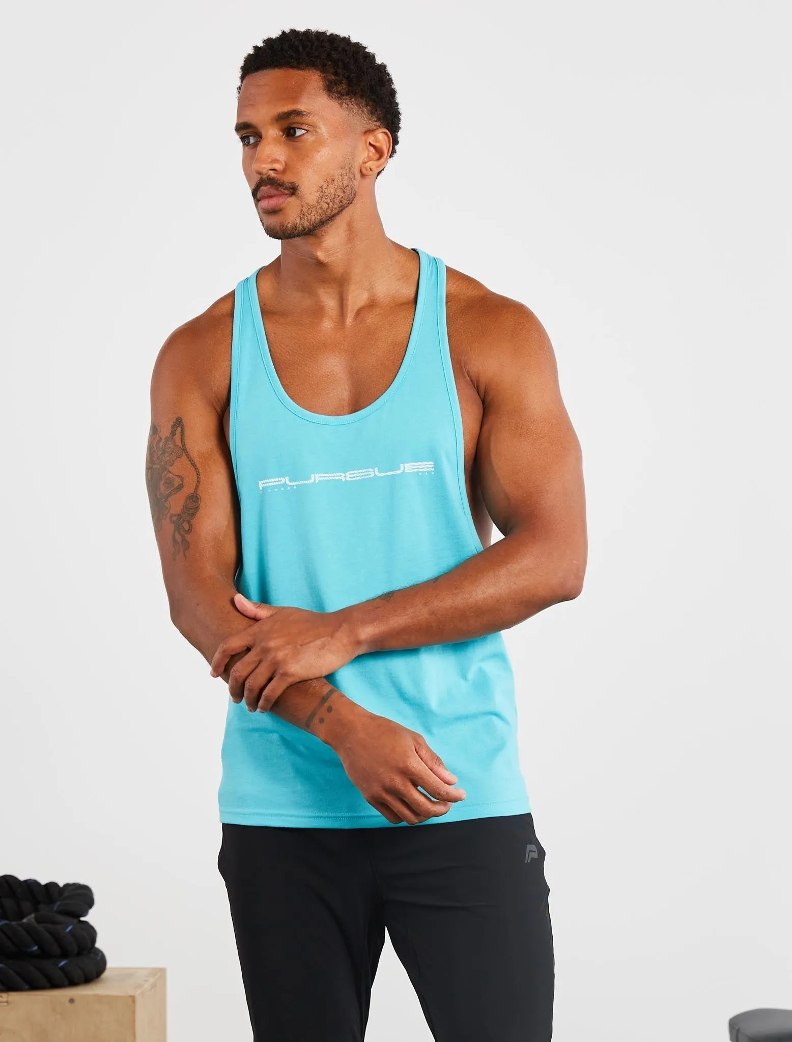 Graphic Stringer Vest - Sky Blue