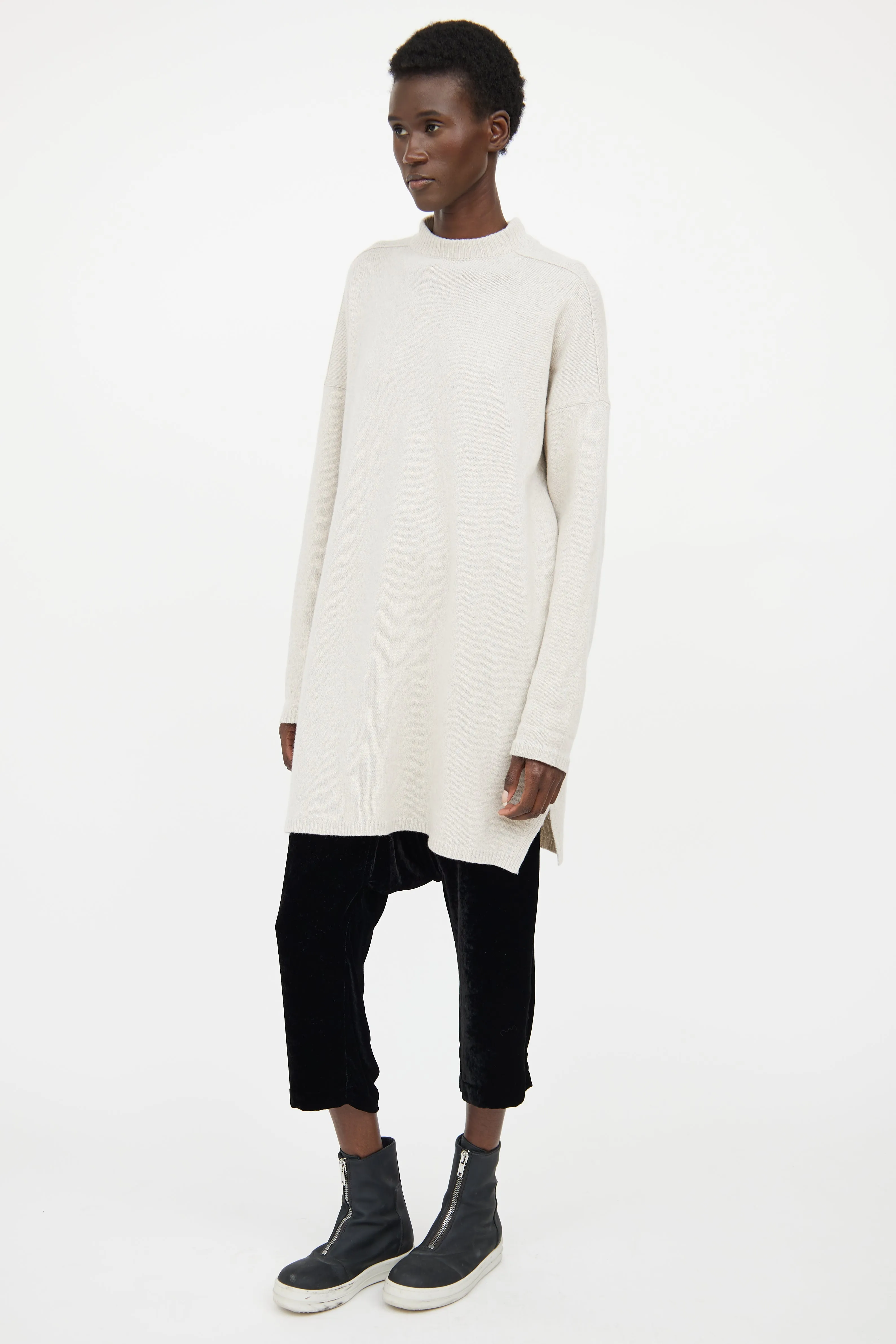 Grey Cashmere Long Sweater