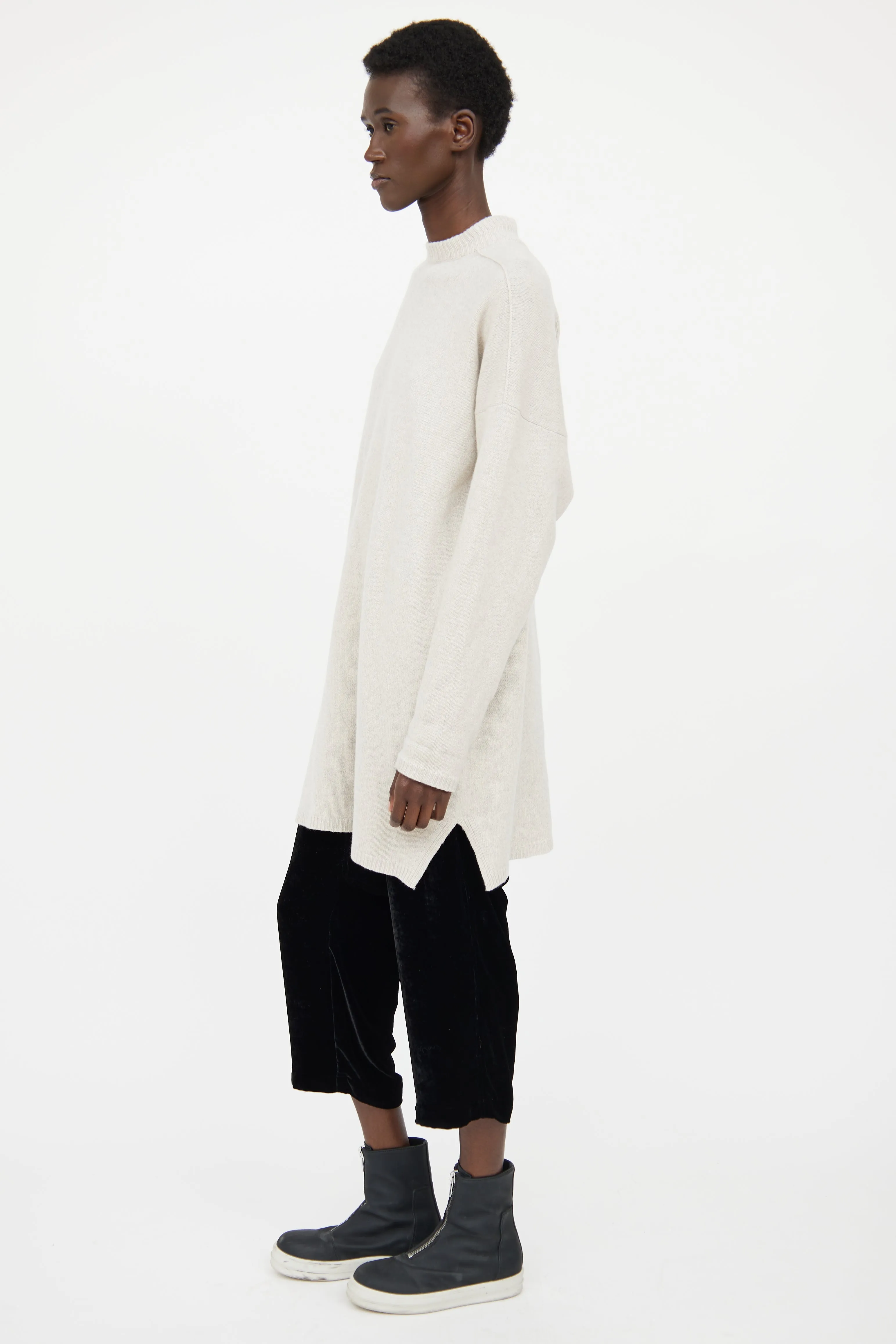 Grey Cashmere Long Sweater