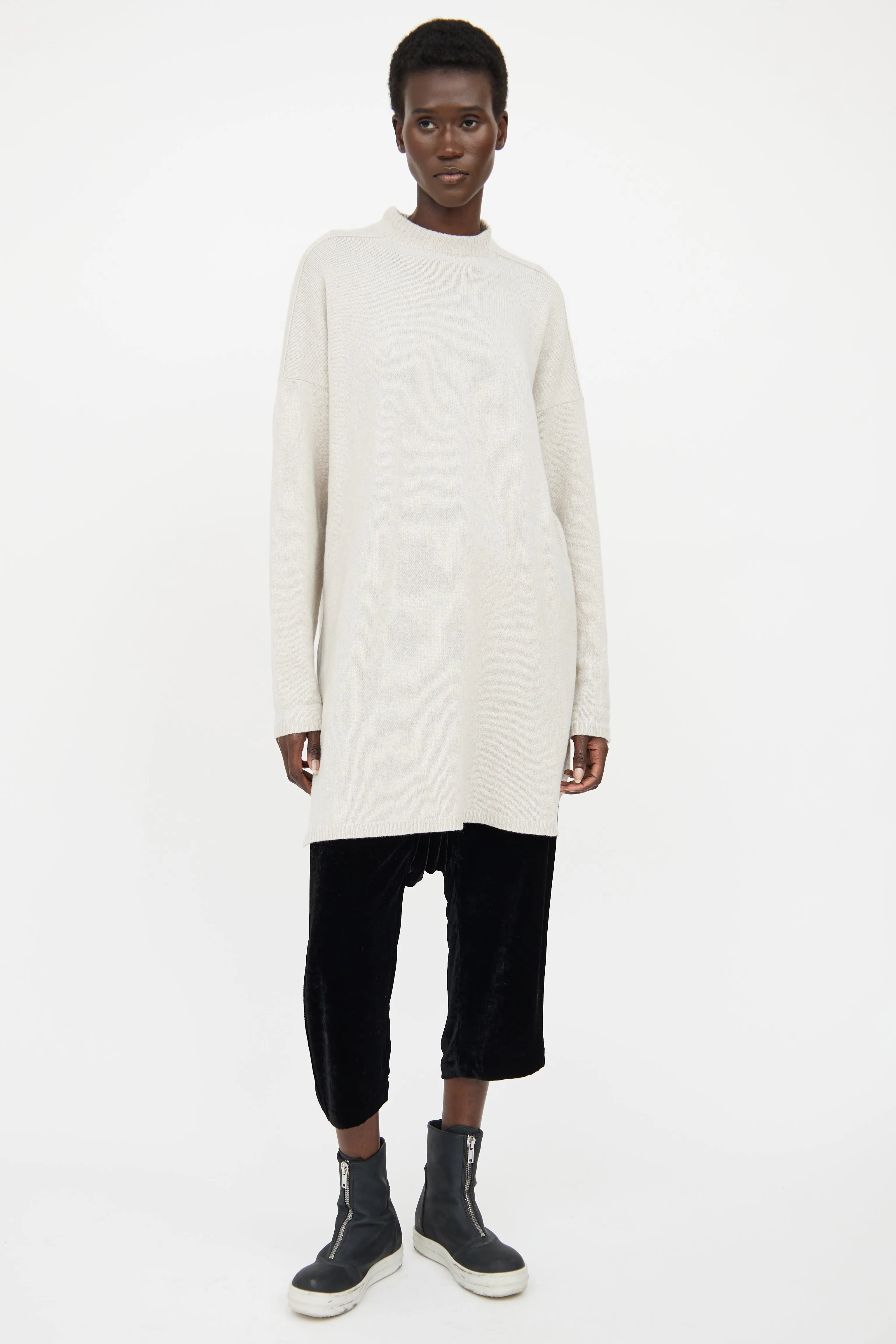 Grey Cashmere Long Sweater