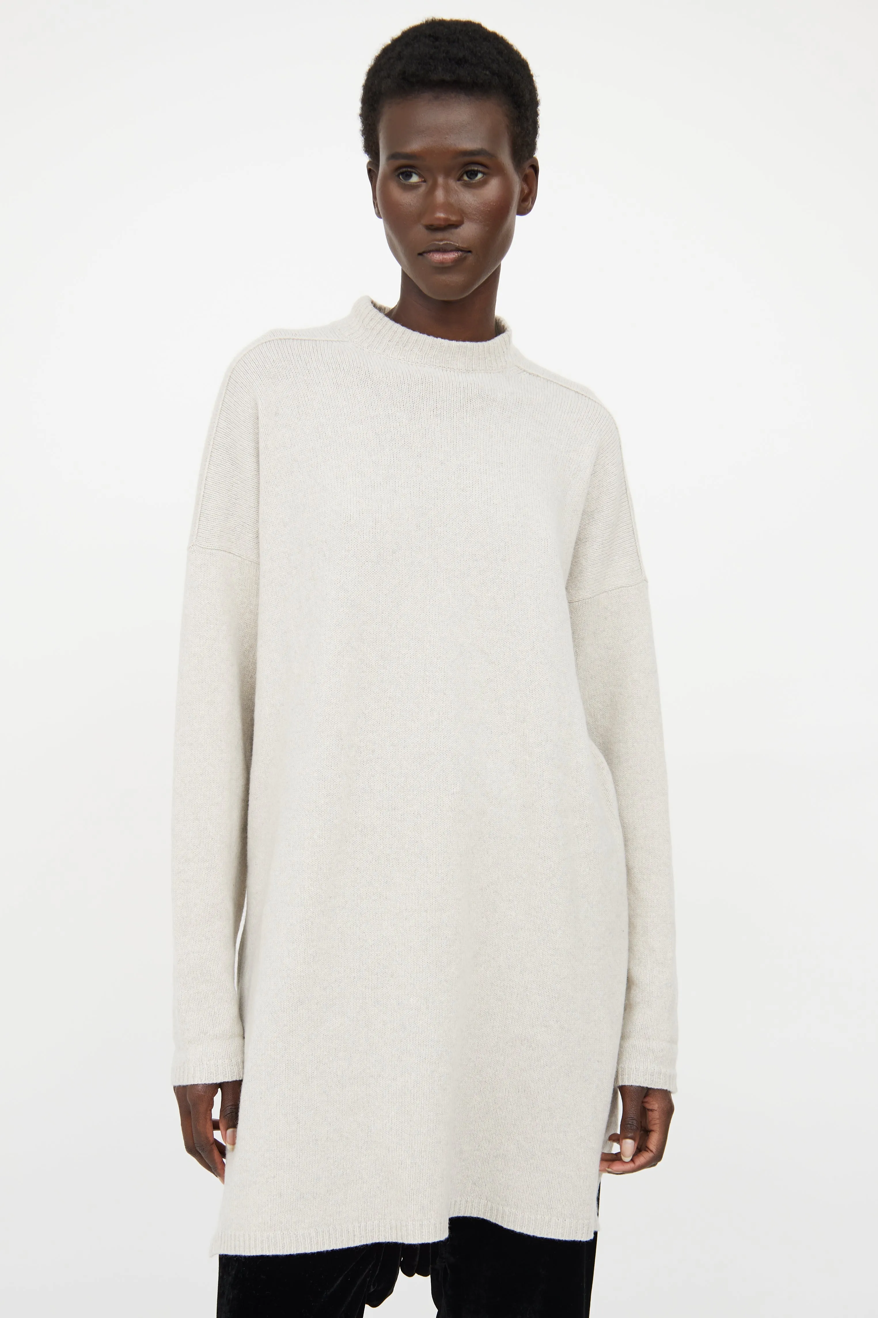 Grey Cashmere Long Sweater