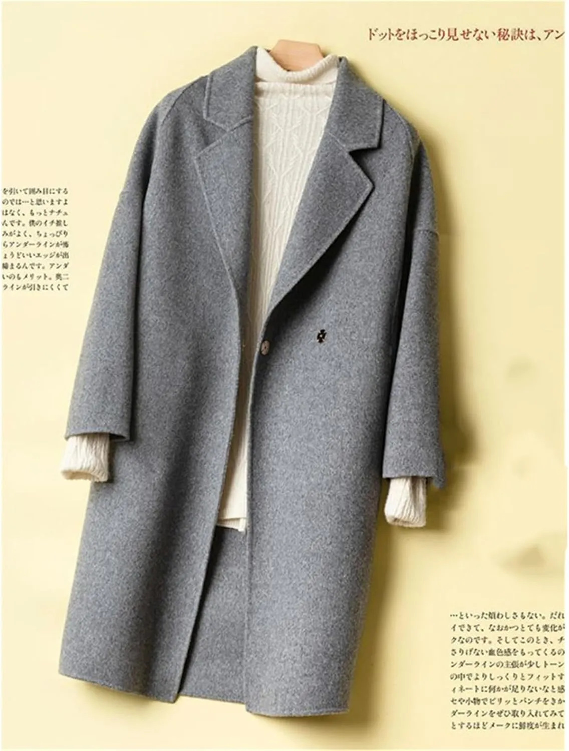 Haitpant Autumn Winter Womens Long Cashmere Overcoat Casual Loose Warm Jackets Double-Sided 100% Wool Tweed Coat