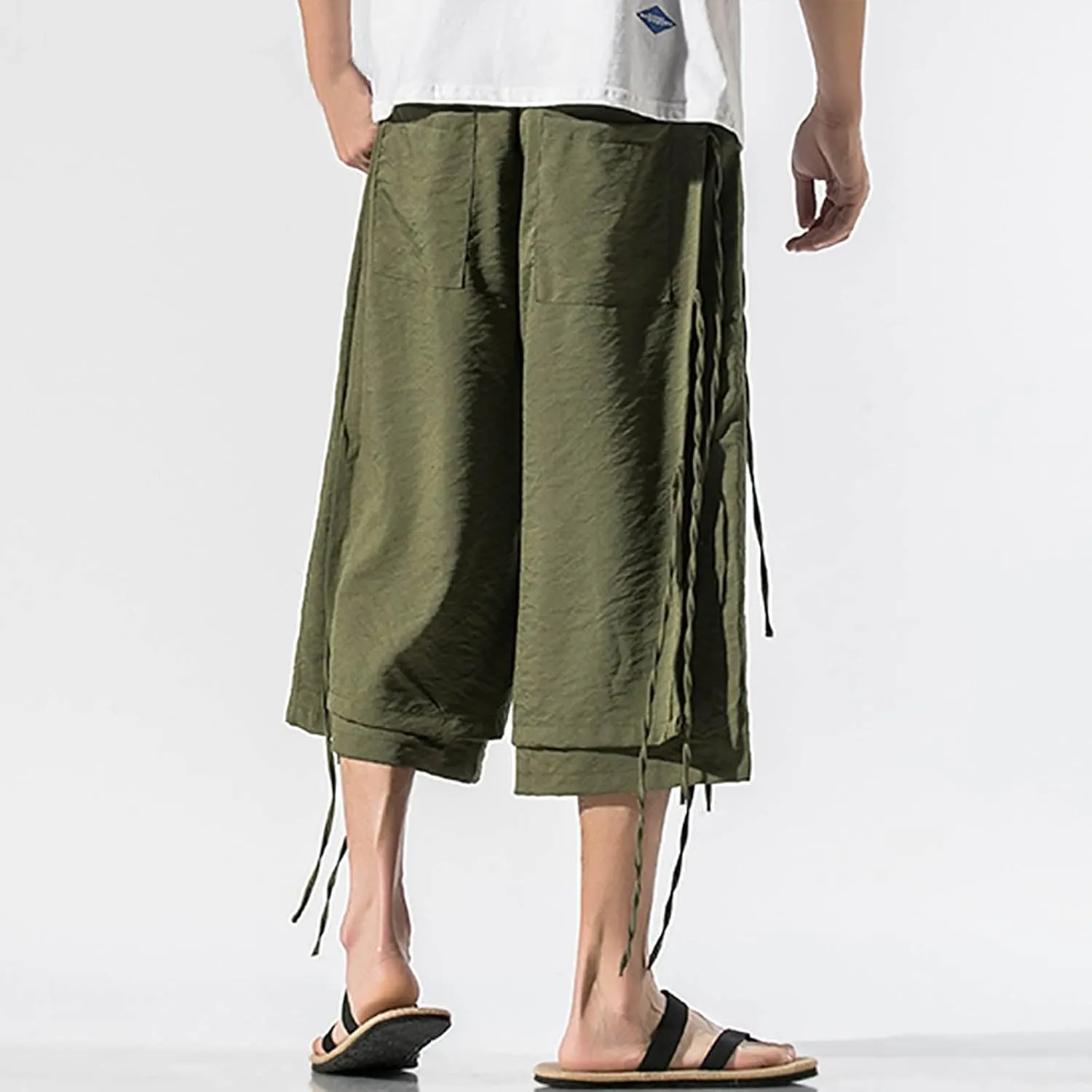 Harem Pants Men Beach for Y2k Aesthetic Lounge Ninja Casual Wear Bohemian Cotton Japanese Baggy Loose with Pockets