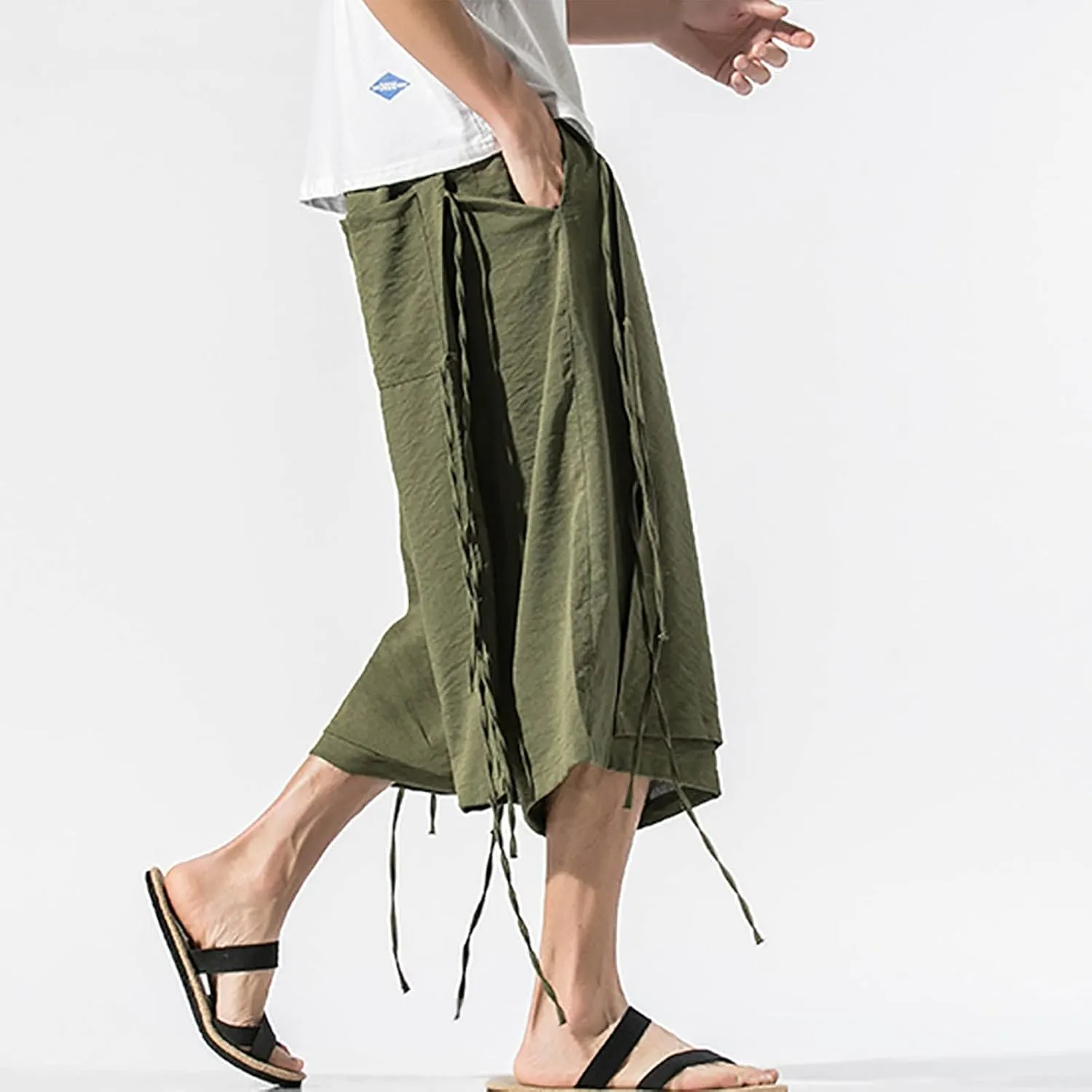 Harem Pants Men Beach for Y2k Aesthetic Lounge Ninja Casual Wear Bohemian Cotton Japanese Baggy Loose with Pockets