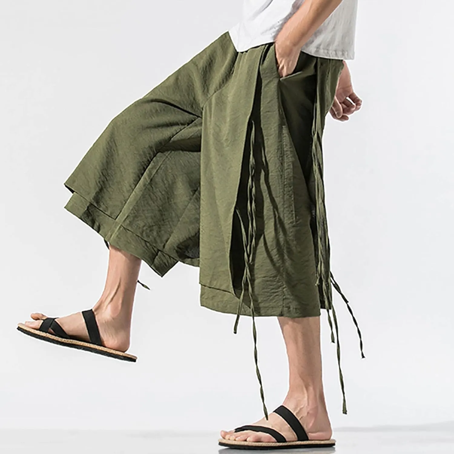 Harem Pants Men Beach for Y2k Aesthetic Lounge Ninja Casual Wear Bohemian Cotton Japanese Baggy Loose with Pockets