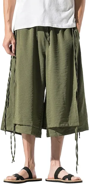Harem Pants Men Beach for Y2k Aesthetic Lounge Ninja Casual Wear Bohemian Cotton Japanese Baggy Loose with Pockets