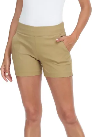HDE Chino Shorts for Women 4" Inseam Elastic High Waisted Casual Summer Shorts