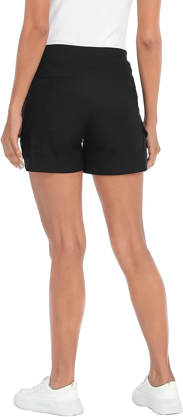 HDE Women's Cargo Shorts with Pockets High Waisted Pull On Stretch Casual Shorts