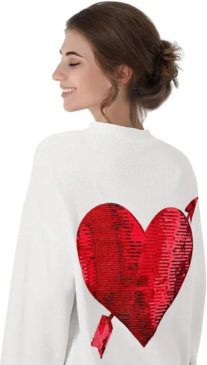 Heart Sweater Sequins Embroidery Love Heart Cardigan Sweater Knit Lightweight Cardigan Sweaters