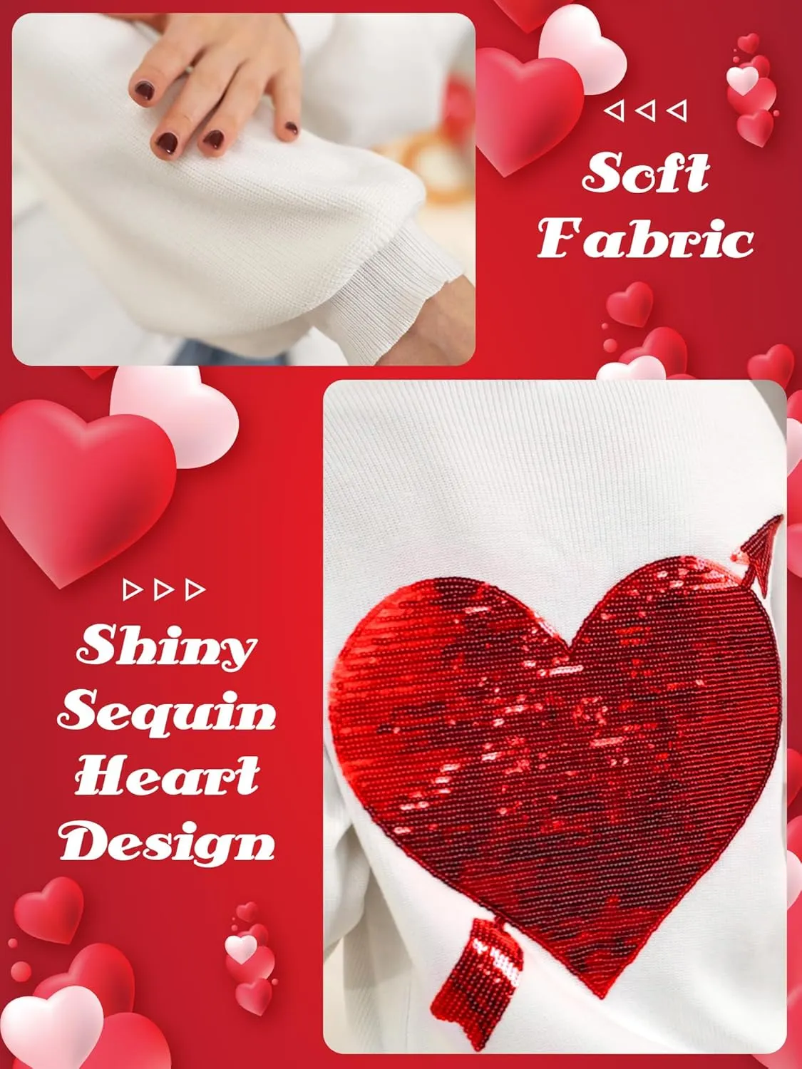 Heart Sweater Sequins Embroidery Love Heart Cardigan Sweater Knit Lightweight Cardigan Sweaters
