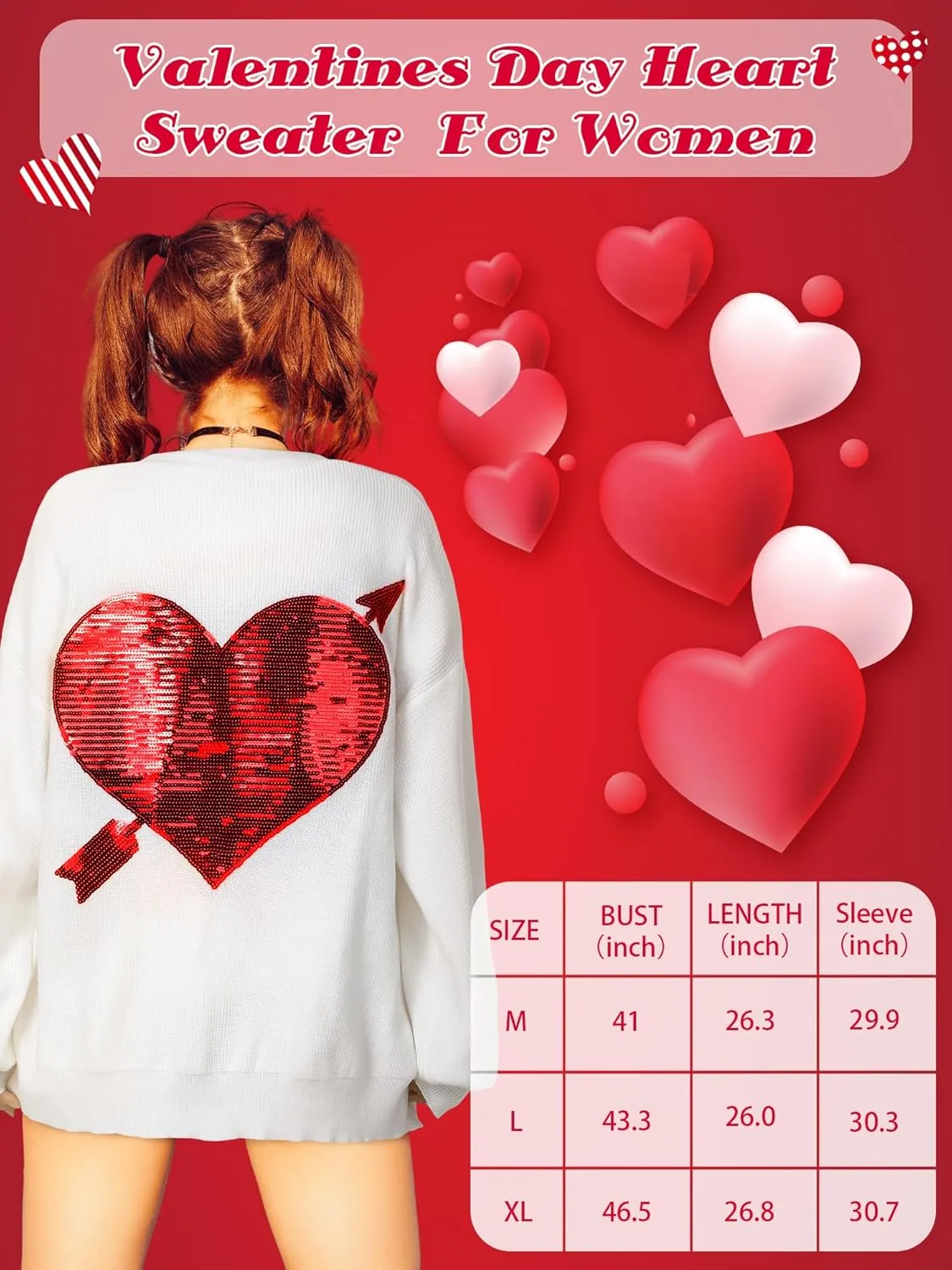Heart Sweater Sequins Embroidery Love Heart Cardigan Sweater Knit Lightweight Cardigan Sweaters
