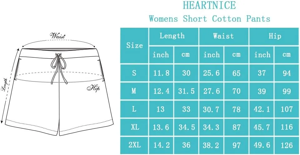HEARTNICE Womens Cotton Pajama Shorts, Soft Sleep Shorts for Women Lightweight Lounge Pj Bottoms