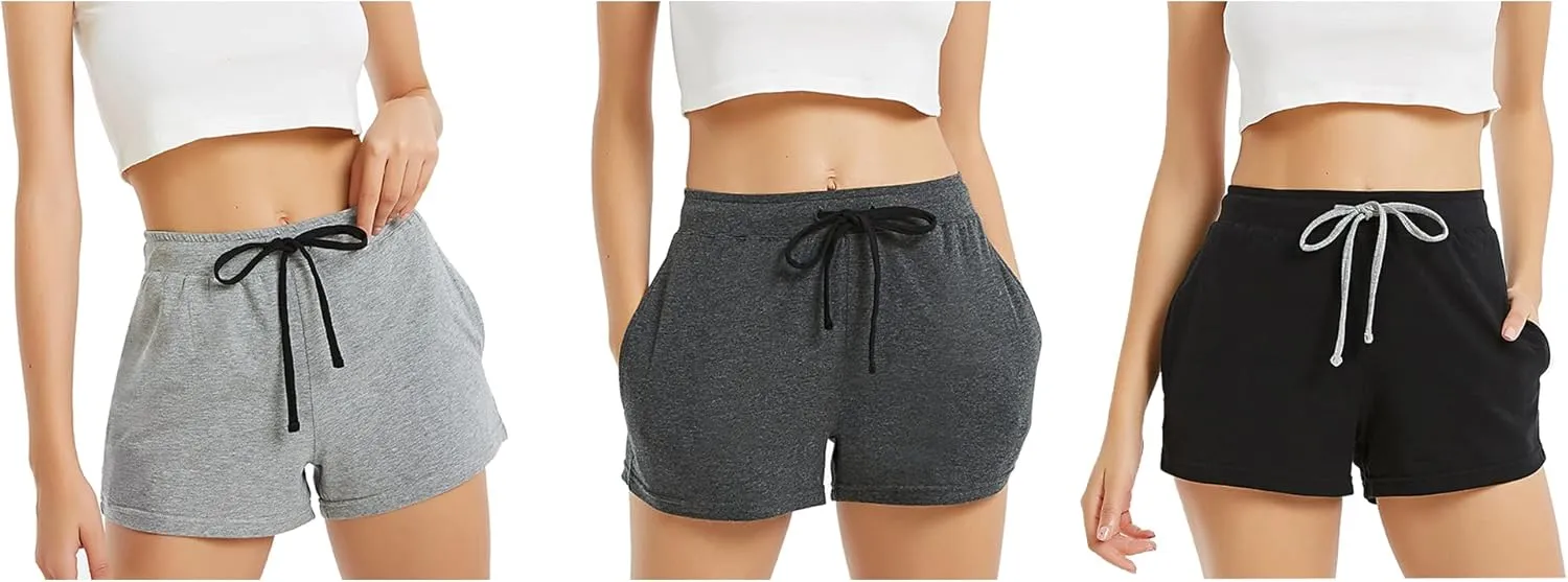 HEARTNICE Womens Cotton Pajama Shorts, Soft Sleep Shorts for Women Lightweight Lounge Pj Bottoms