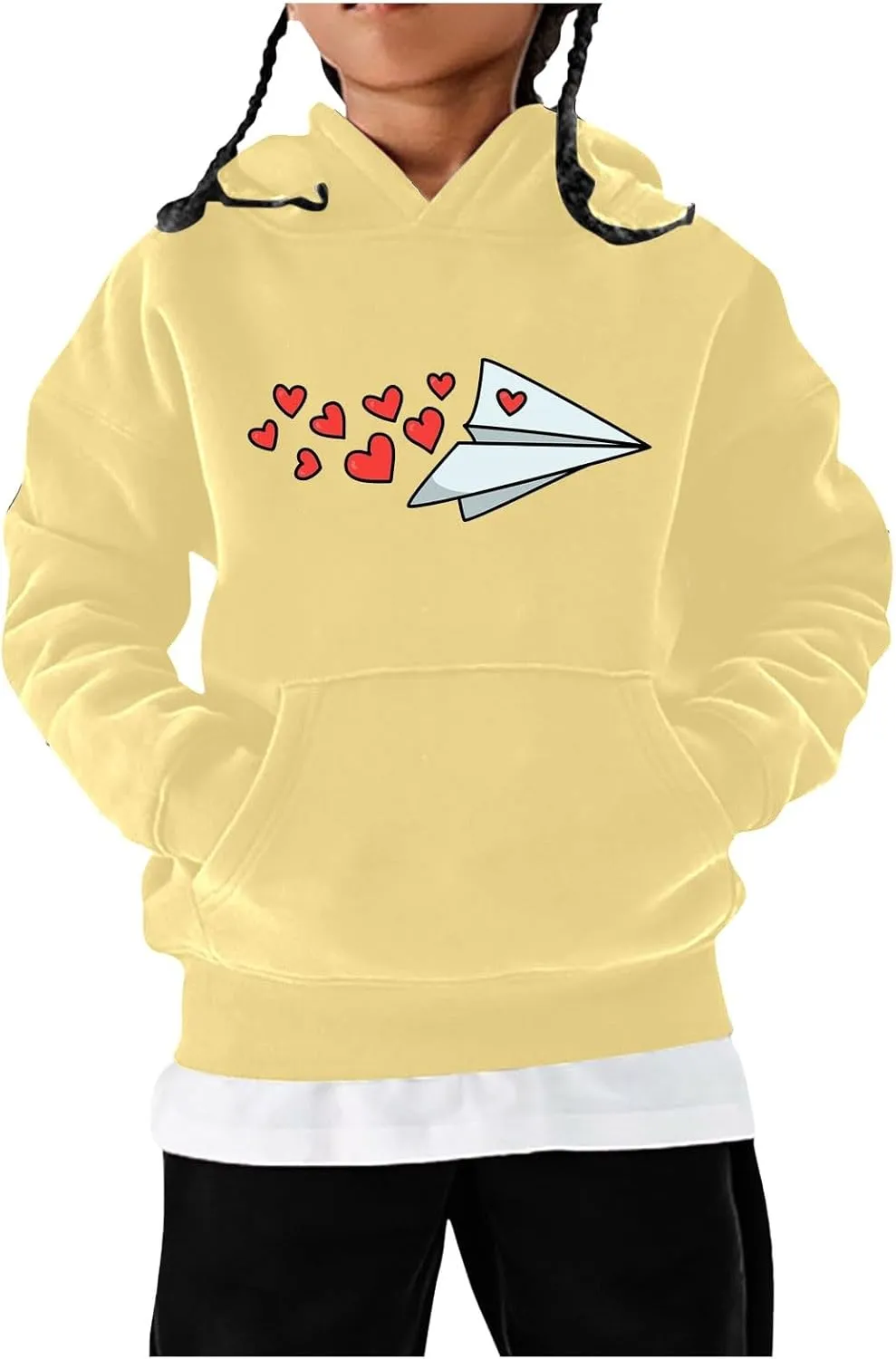 High Land Cow Girls Oversized Hoodie Shirts Dressy Casual Gradient Cute Hooded Pullover Tops Loose Kid Preppy Clothes