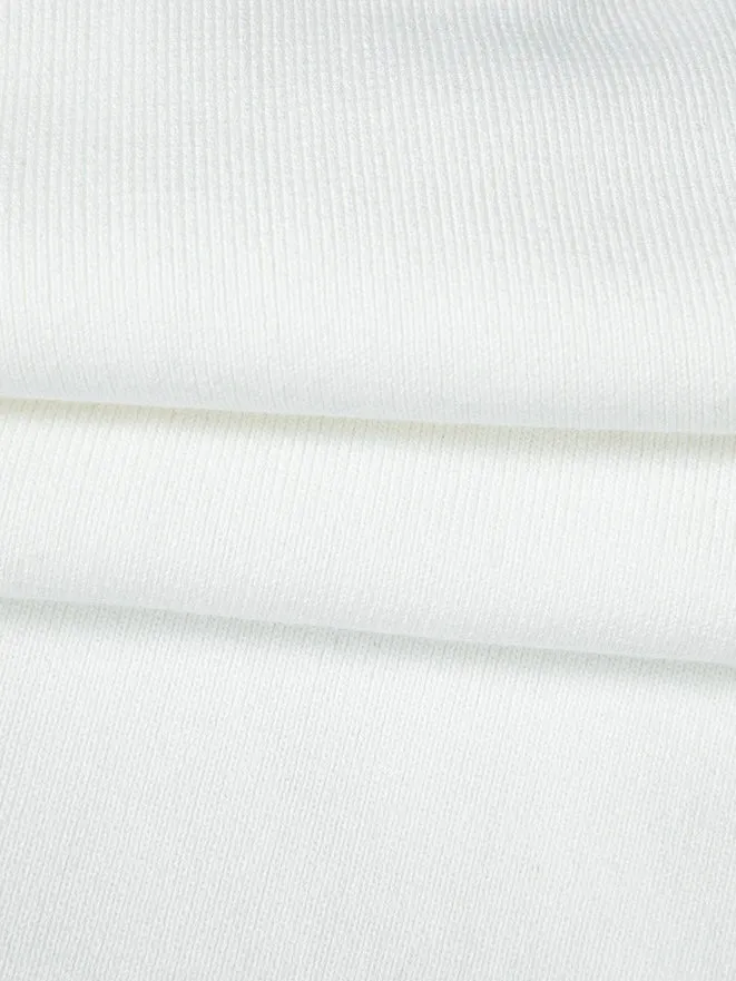 High Rise Relaxed Knit Pants in White
