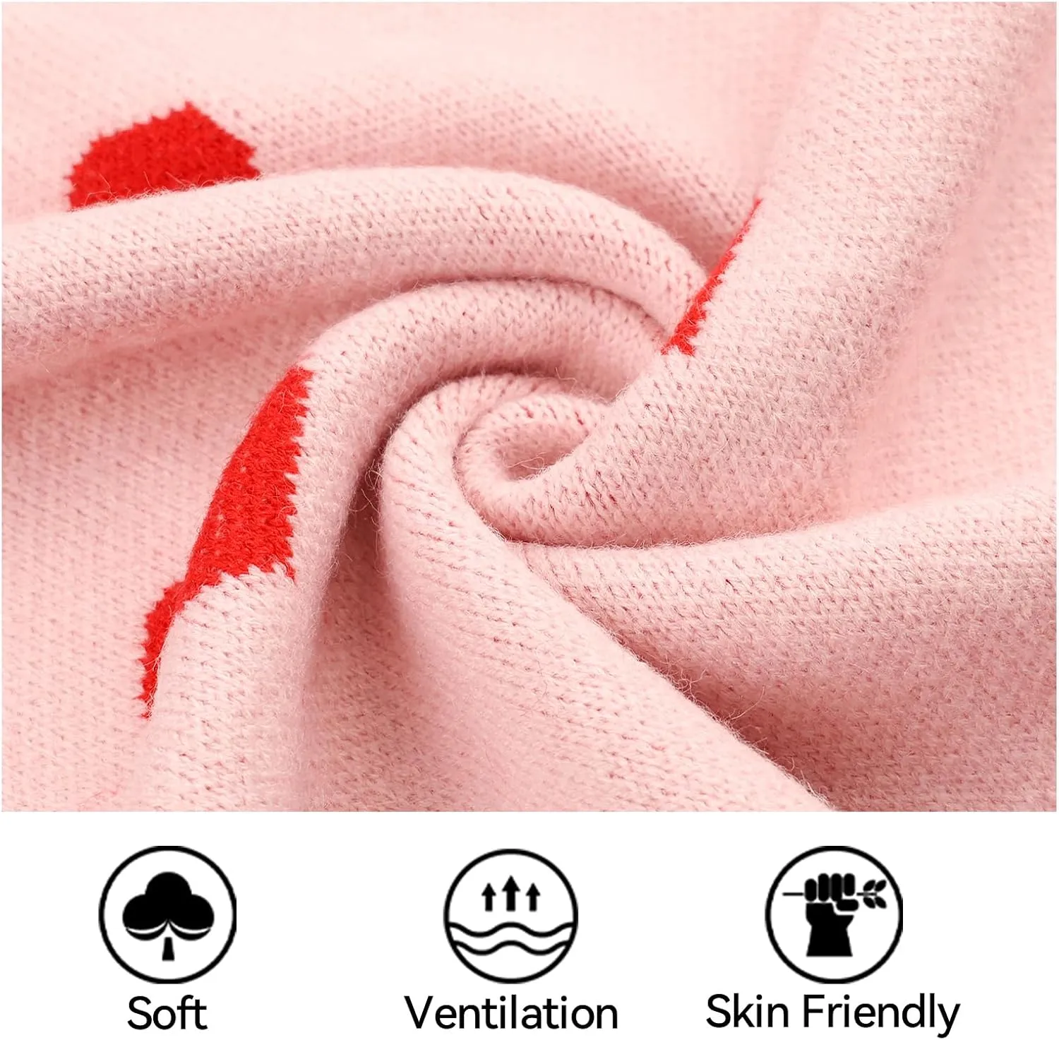 HOULENGS Women's Spring Cute Heart Long Cardigan Sweater V Neck Open Front Ribbed Knit Sweater Coats with Pockets