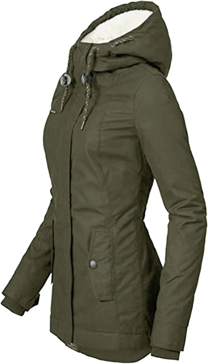 HTHLVMD Womens Winter Coats Warm Sherpa Lined Parkas Jacket Thickened Windproof Outerwear with Fur Hood Winter Parkas