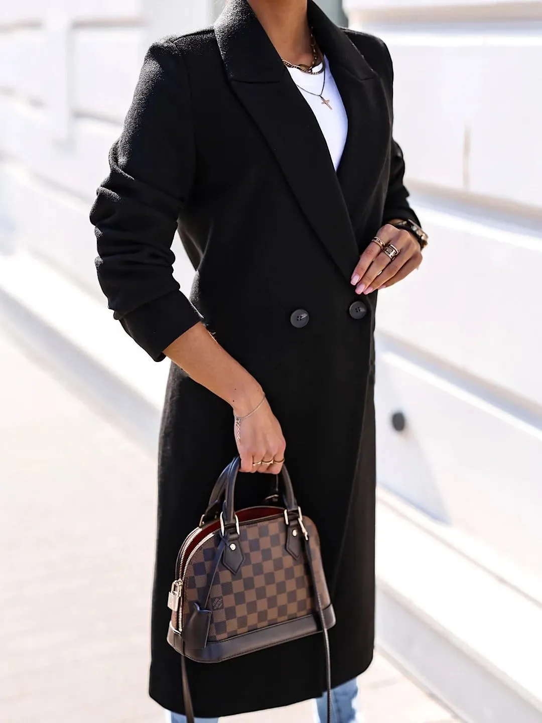 IDEALSANXUN Long Wool Coats for Women Fall Winter Trench Coat Peacoat Double Breasted Blazer Jackets Overcoat