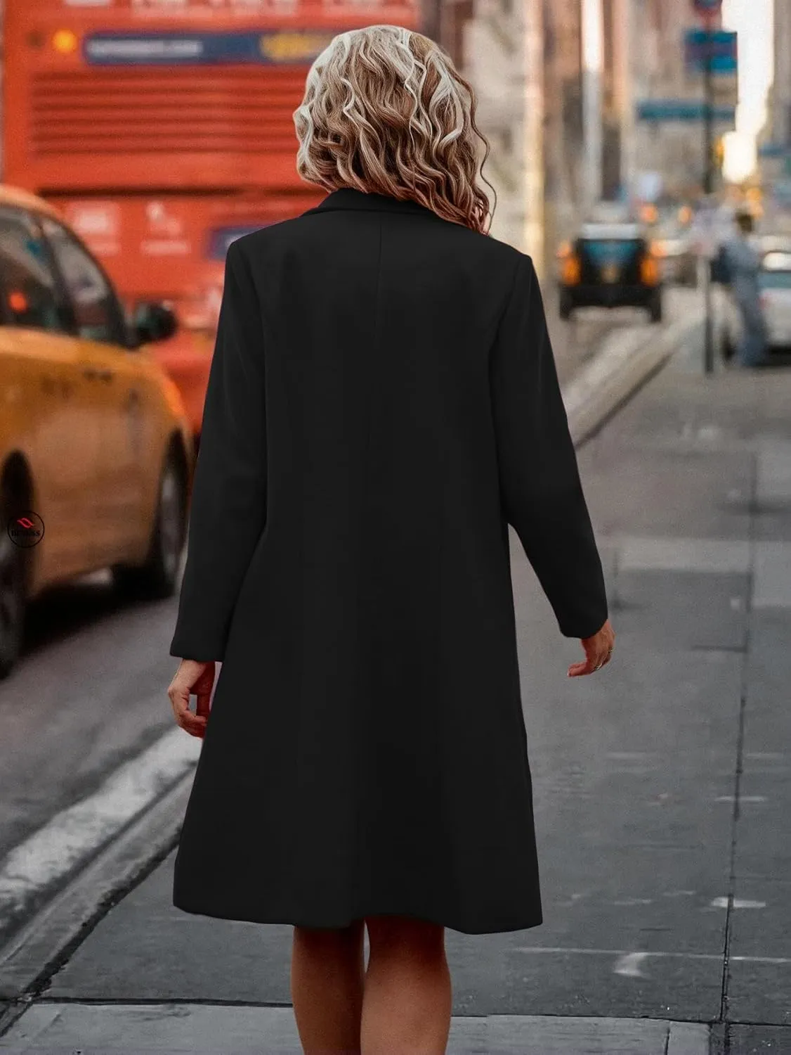 IDEALSANXUN Womens Fall Winter Long Wool Coat Double Breasted Trench Coat Peacoat Jackets