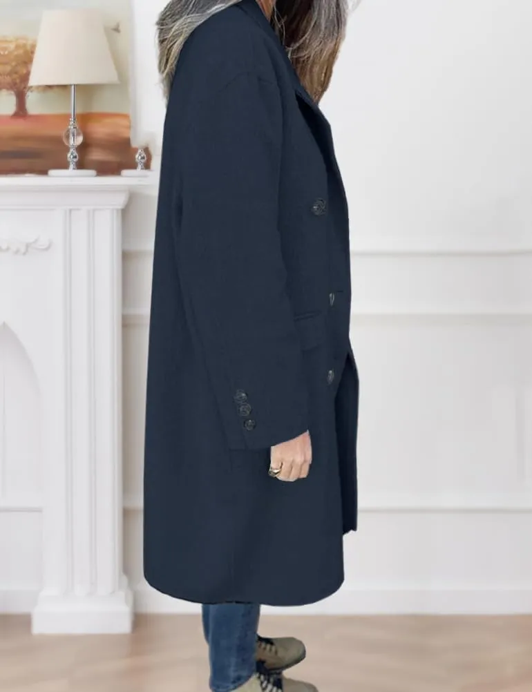 IDEALSANXUN Womens Long Wool Coats Fall Winter Double Breasted Trench Coat Peacoat Dress Blazer Jackets